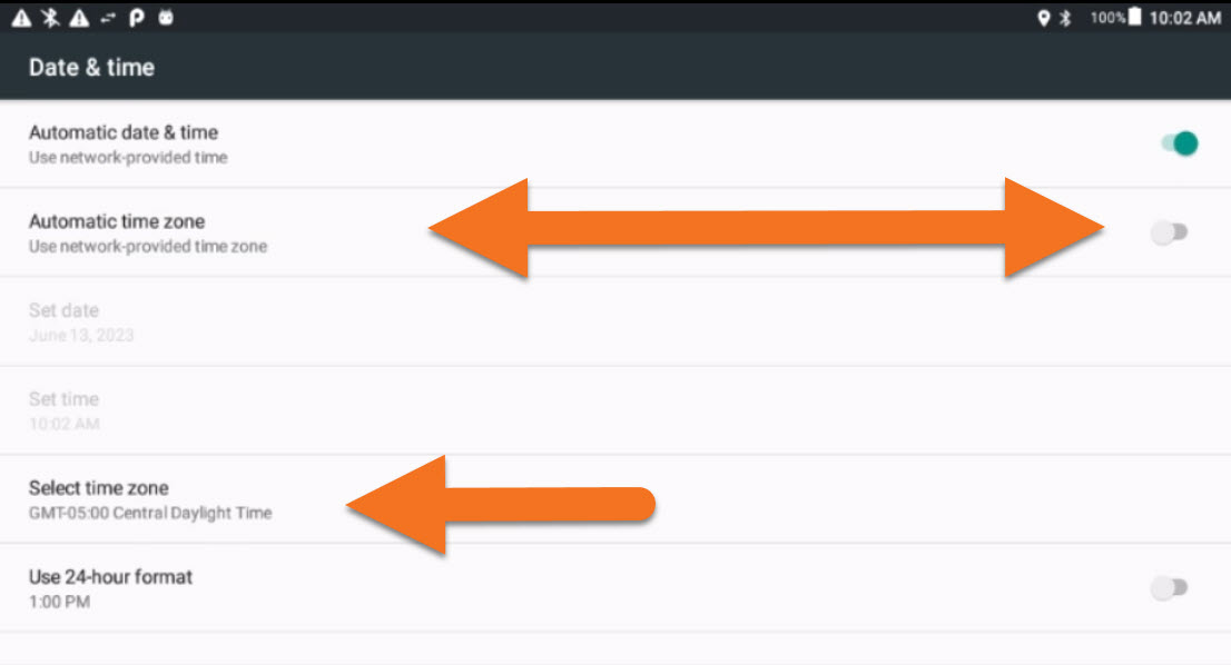 Changing the Time Zone of a Driver's Tablet