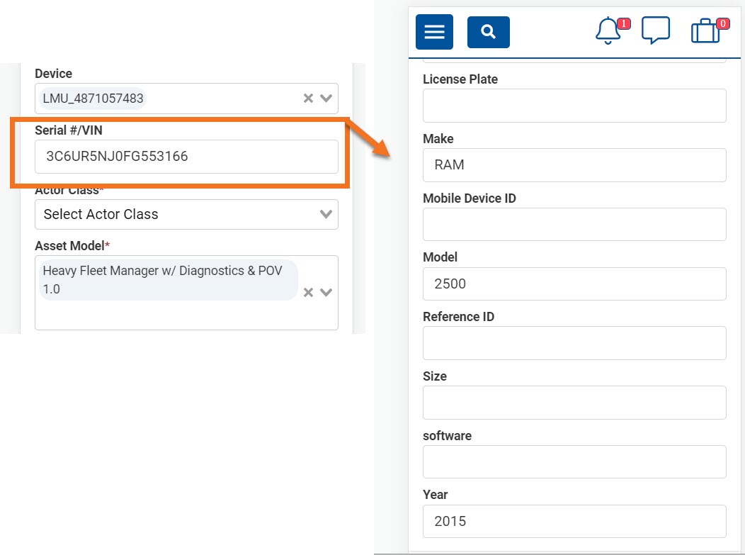 Create Asset in OneView Mobile