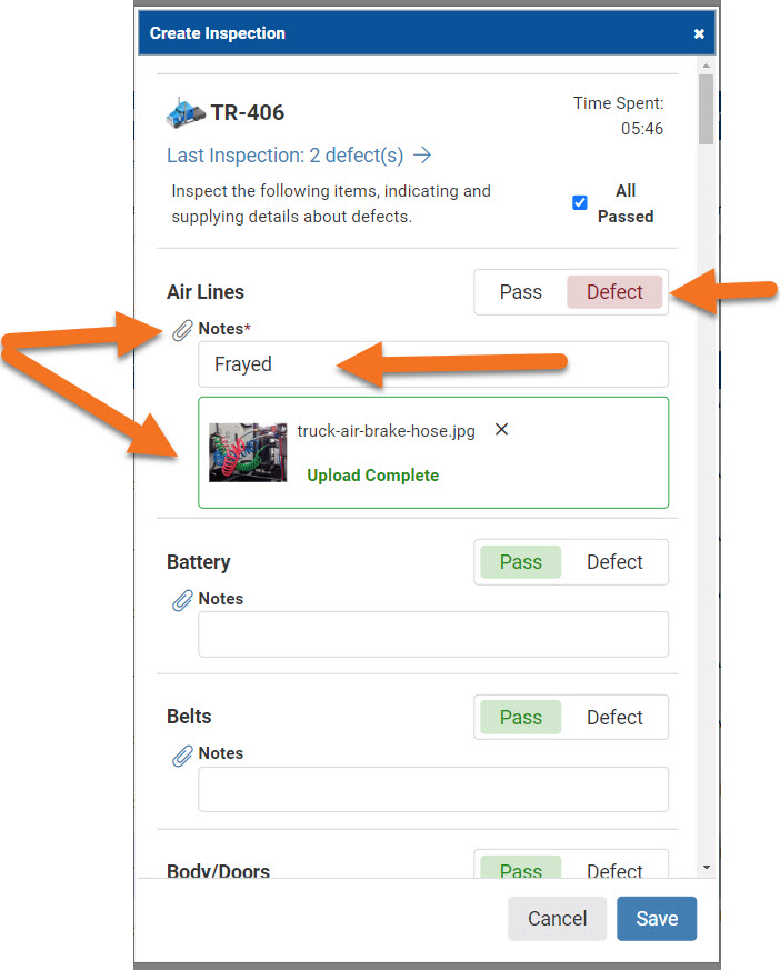 Inspections Tab in OneView
