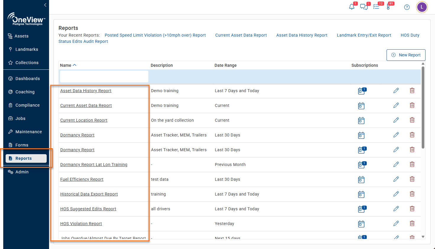 Reports in OneView